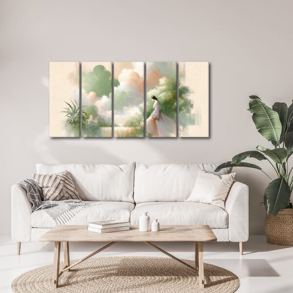 Quadri 5 pezzi – Figura delicata tra i fiori