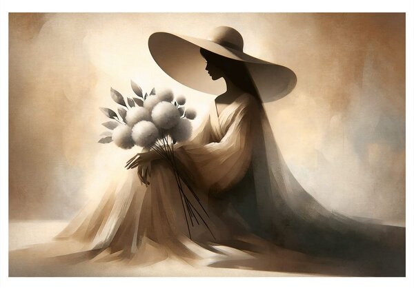 Quadro su tela – Silhouette di donna con fiori