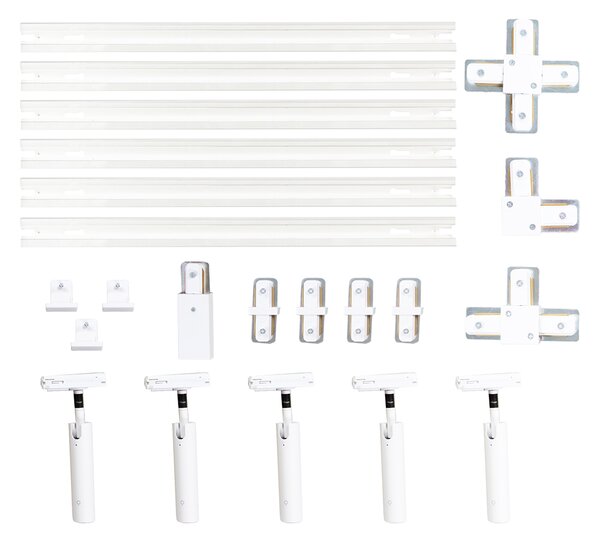 Sistema di illuminazione a binario moderno con 5 faretti bianco monofase GU10 35mm - Iconic Jeana Luxe