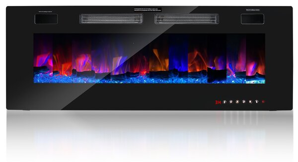 Caminetto elettrico Jopassy con telecomando e illuminazione LED a risparmio energetico, caminetto da incasso