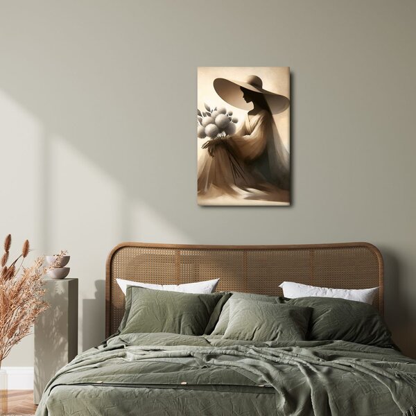 Quadro su tela – Donna elegante con fiore