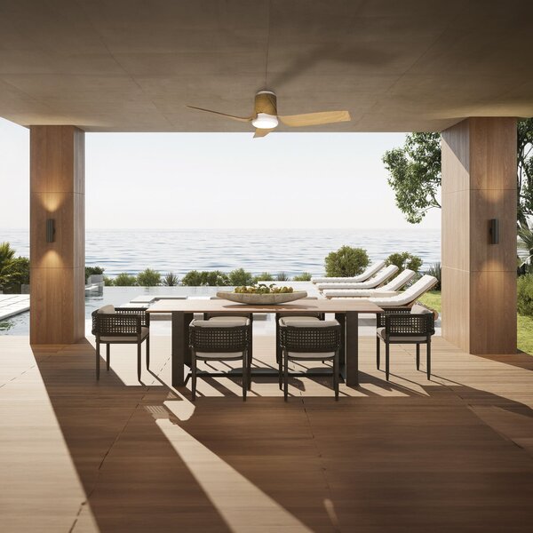 Ventilatore da soffitto LED Ushuaia in legno, DC, silenzioso, CCT - Mantra Mantra Iluminación, Ushuaia, dimmerabile, Legno, Soggiorno, Plastica, Moderno