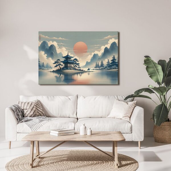 Quadro su tela – Tempio giapponese e lago