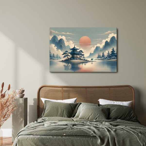 Quadro su tela – Tempio giapponese e lago