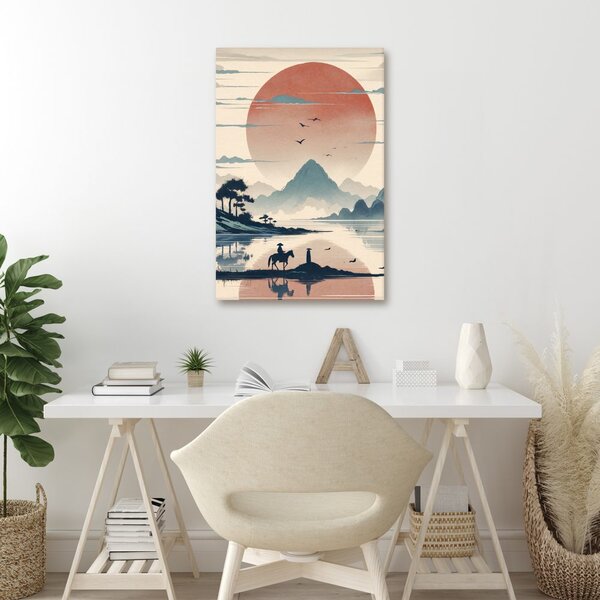 Quadro su tela – Samurai e montagne