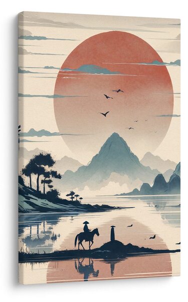 Quadro su tela – Samurai e montagne
