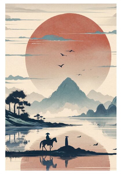 Quadro su tela – Samurai e montagne