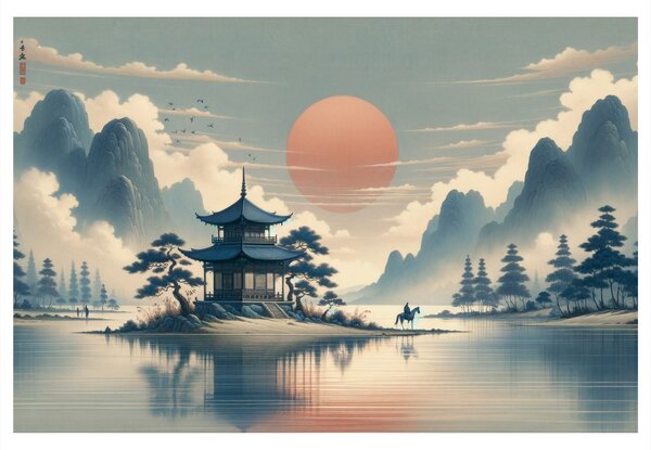 Quadro su tela – Tempio giapponese e lago