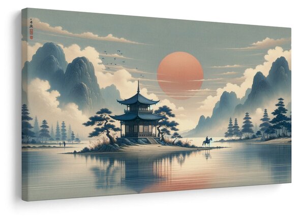Quadro su tela – Tempio giapponese e lago