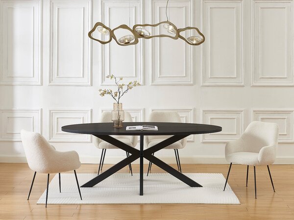 Tavolo da pranzo 8 persone placcatura Rovere e Metallo Nero - LINIOMA