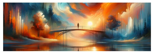 Quadro su tela – Ponte nella luce del tramonto