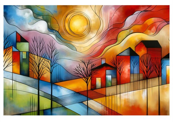 Quadro su tela – Villaggio colorato