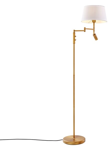 Lampada da terra in bronzo con paralume bianco e lampada da lettura orientabile - Ladas