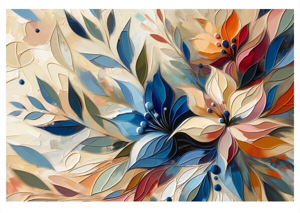 Quadro su tela – Foglie floreali colorate