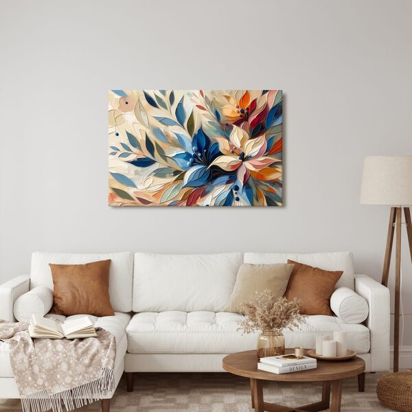 Quadro su tela – Foglie floreali colorate