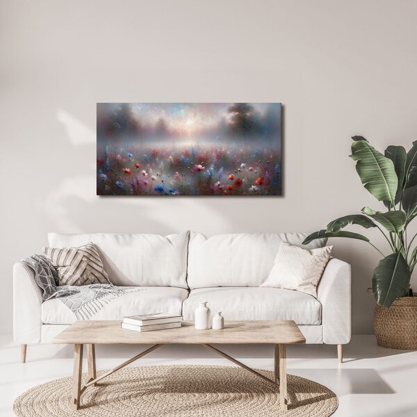Quadro su tela – Nebbia mattutina sopra i fiori