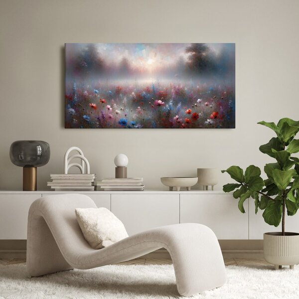Quadro su tela – Nebbia mattutina sopra i fiori