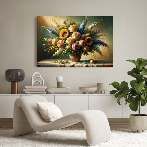 Quadro su tela – Bouquet floreale romantico