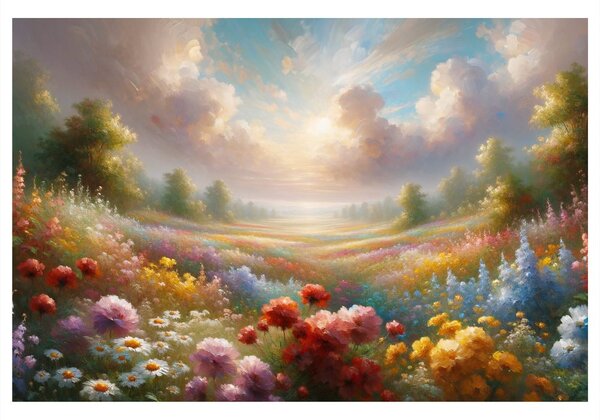 Quadro su tela – Campo di fiori romantico