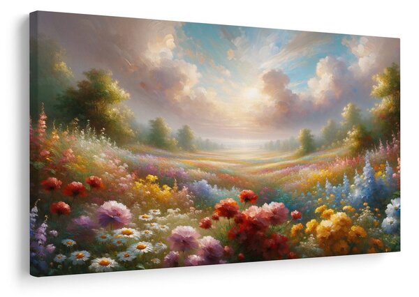 Quadro su tela – Campo di fiori romantico