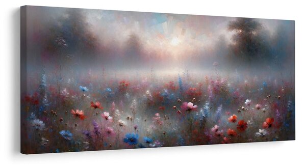 Quadro su tela – Nebbia mattutina sopra i fiori