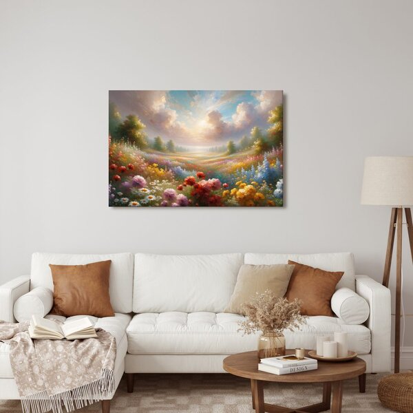 Quadro su tela – Campo di fiori romantico
