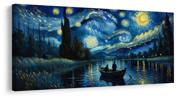 Quadro su tela – Notte stellata sul fiume