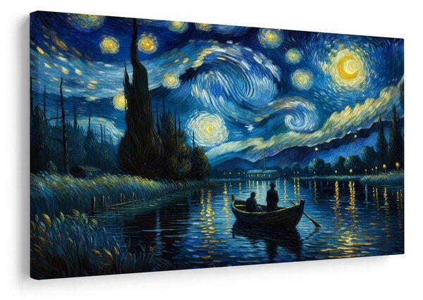 Quadro su tela – Barca sotto il cielo notturno