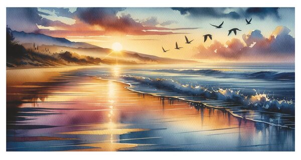 Quadro su tela – Spiaggia tranquilla al tramonto