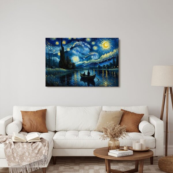 Quadro su tela – Barca sotto il cielo notturno