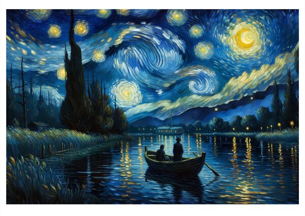 Quadro su tela – Barca sotto il cielo notturno