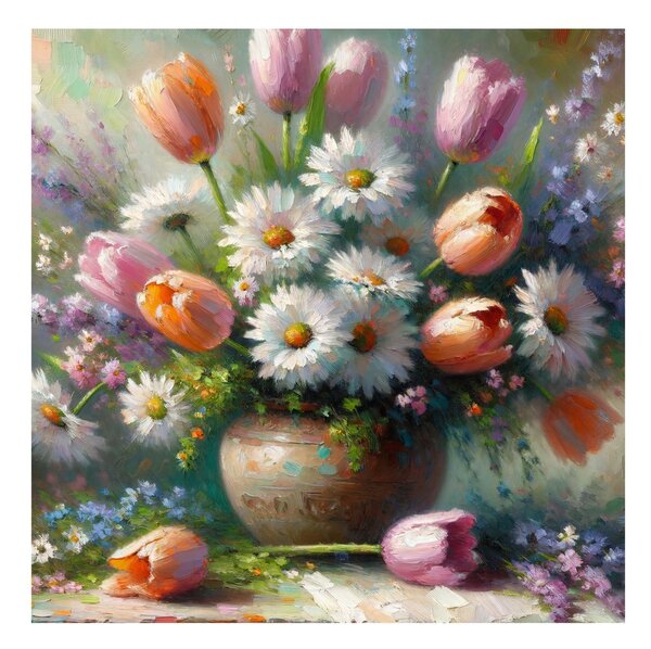 Quadro su tela – Fiori colorati in vaso