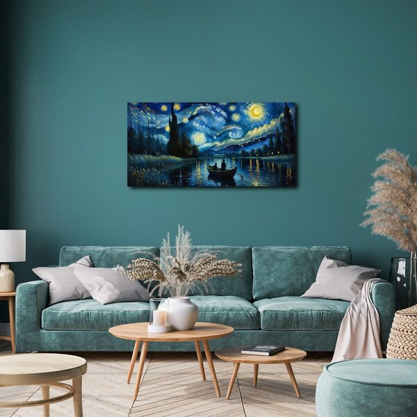 Quadro su tela – Notte stellata sul fiume