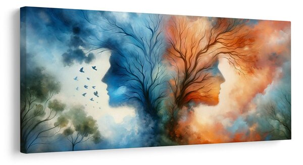 Quadro su tela – Volti nelle chiome degli alberi
