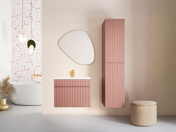 Colonna da bagno sospesa con scanalature rosa - H160 cm - SATARA