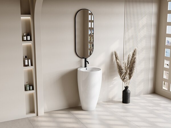 Lavabo su base cilindrica bianca - D50 x H83 cm - MILOS II
