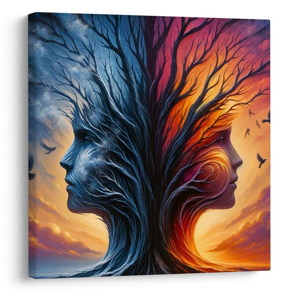 Quadro su tela – Volti nelle chiome dell’albero della vita