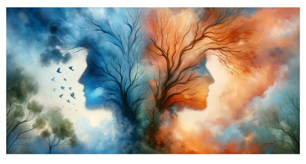 Quadro su tela – Volti nelle chiome degli alberi