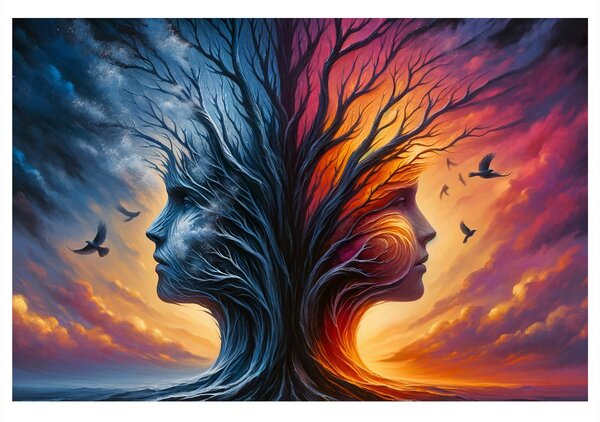 Quadro su tela – Albero della vita e volti