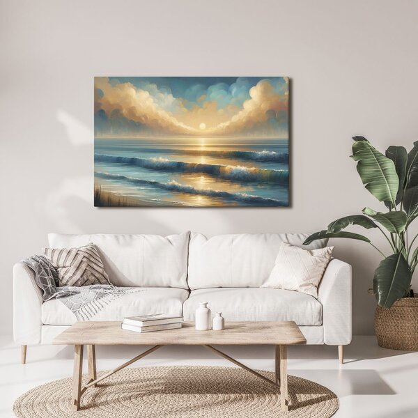 Quadro su tela – Alba dorata sul mare