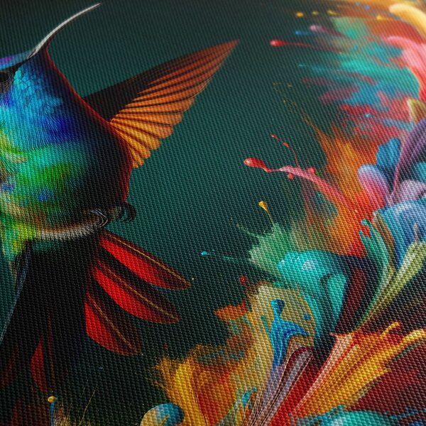 Quadro su tela – Colibrì ed esplosione di colori