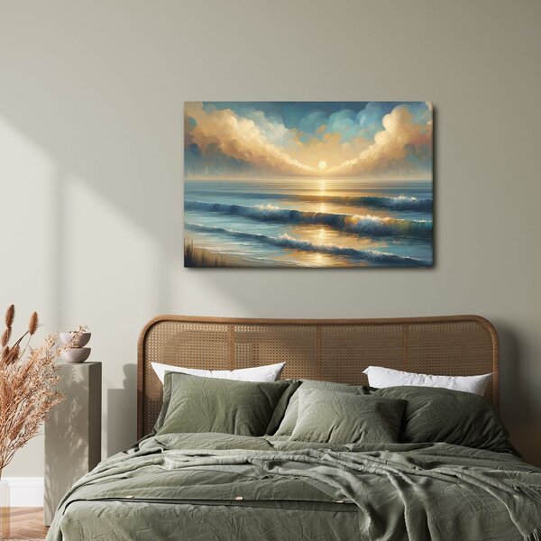 Quadro su tela – Alba dorata sul mare