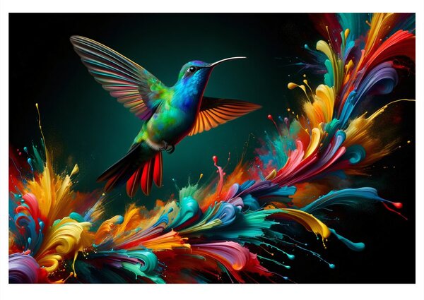 Quadro su tela – Colibrì colorato in volo