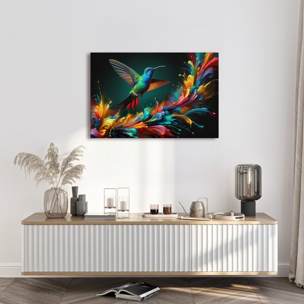 Quadro su tela – Colibrì colorato in volo