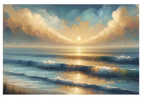 Quadro su tela – Alba dorata sul mare