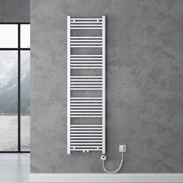 Doporro Radiatore Piatto 180x50cm con Elemento Riscaldante 1000W, Scaldasalviette da Bagno Termoarredo in Acciaio, Bianco, Riscaldamento Elettrico o ad Acqua Calda RHE