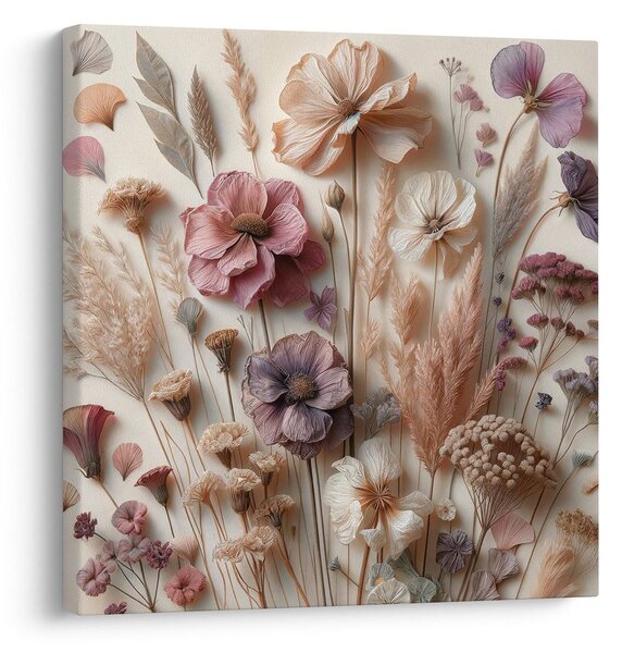 Quadro su tela – Fiori secchi in toni beige