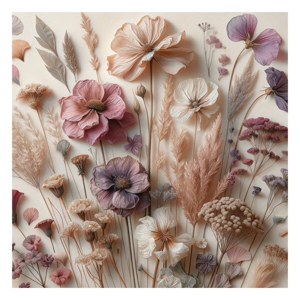 Quadro su tela – Fiori secchi in toni beige
