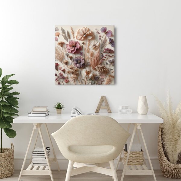 Quadro su tela – Fiori secchi in toni beige