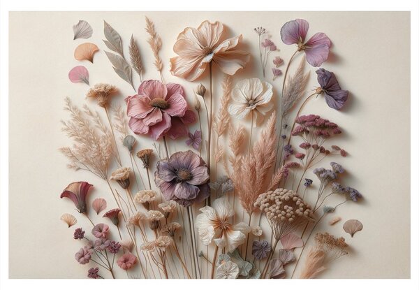 Quadro su tela – Fiori vintage su sfondo chiaro
